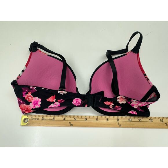 PINK Womens Bra 34B Black Floral Logo Wear Everywhere T-Shirt Lightly Lined - Picture 8 of 10